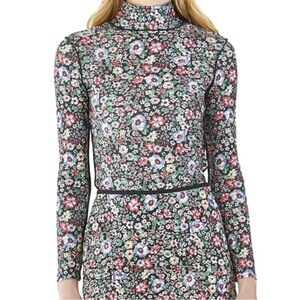 Hunter Bell Connor Turtleneck in English Garden Floral-Print Top, Size Small